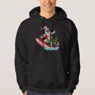 Christmas In July Hawaiian Santa Floatie Summer Pi Hoodie