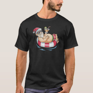 Christmas In July  Hawaiian Santa Floatie Summer T-Shirt