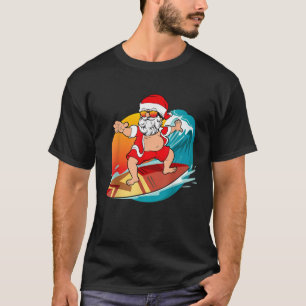 Christmas in July Hawaiian Santa Surfing Mele Kali T-Shirt