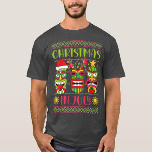 Christmas In July Hawaiian Santa Tiki Mele Kalikim T-Shirt