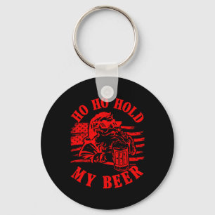 Christmas In July Hipster Santa Ho Ho Hold My Beer Key Ring