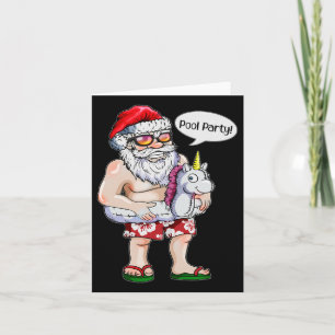 Christmas In July Holiday Santa Claus Unicorn Pool Card