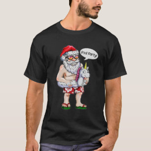 Christmas In July Holiday Santa Claus Unicorn Pool T-Shirt