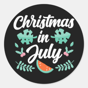 Christmas In July Humor Summer Santa Sarcastic Classic Round Sticker