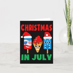 Christmas In July Ice Cream Pops In Santa Hat Kids Card