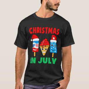 Christmas In July Ice Cream Pops In Santa Hat Kids T-Shirt