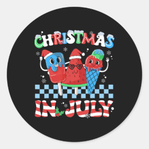 Christmas In July Ice Pops In Santa Hat Kids Toddl Classic Round Sticker