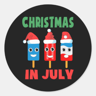 Christmas In July Ice Pops In Santa Hat Kids Toddl Classic Round Sticker