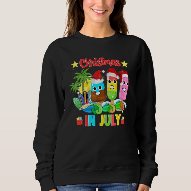 Christmas In July Ice Pops In Santa Hat Kids Toddl Sweatshirt (Front)
