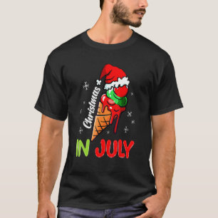 Christmas In July  Icecream Santa Hat Summer Vacat T-Shirt