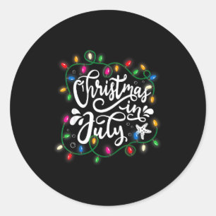 Christmas in july lights funny summer xmas men classic round sticker