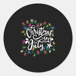 Christmas In July Lights Funny Summer Xmas Men Wom Classic Round Sticker