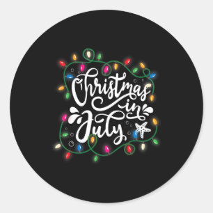 Christmas In July Lights Funny Summer Xmas Men Wom Classic Round Sticker