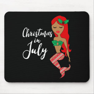 Christmas In July Mermaid Mouse Pad