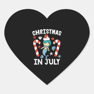 Christmas in july mermaid with santa hat heart sticker