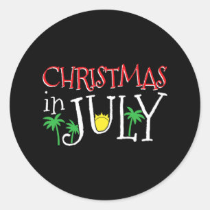 Christmas In July Merry Christmas Summer Funny San Classic Round Sticker