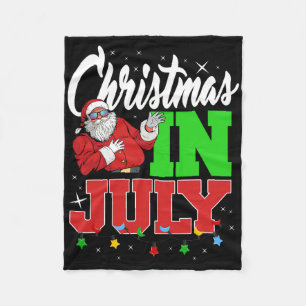 Christmas In July Merry Christmas Summer Funny San Fleece Blanket