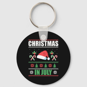 Christmas In July Merry Christmas Summer Funny San Key Ring