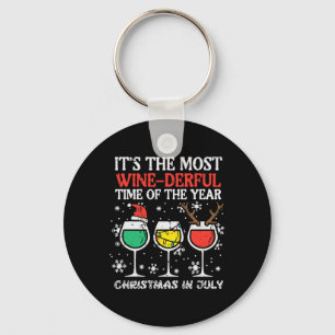 Christmas In July Most Winederful Time Funny Xmas Key Ring