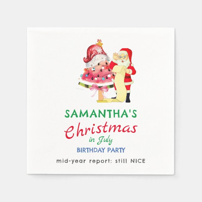 Christmas in July Naughty / Nice Toddler Birthday Napkin (Front)
