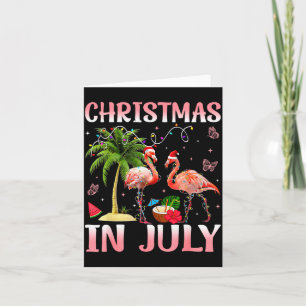 Christmas In July Nk Flamingo Santa Hat Christmas  Card