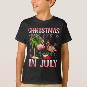 Christmas In July Nk Flamingo Santa Hat Christmas  T-Shirt