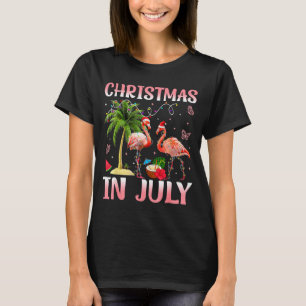 Christmas In July Nk Flamingo Santa Hat Christmas  T-Shirt
