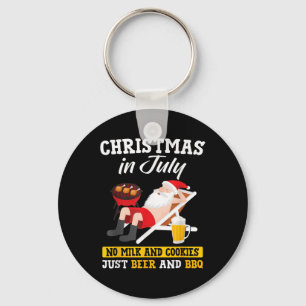 Christmas In July - No Milk And Cookies Just Beer  Key Ring