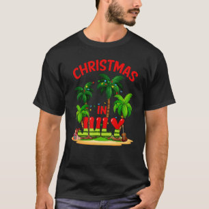 Christmas In July Palm Tre Xmas Tree Light Summer  T-Shirt