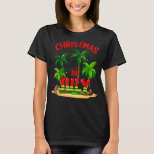 Christmas In July Palm Tre Xmas Tree Light Summer  T-Shirt