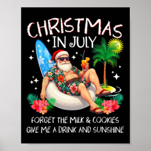 Christmas In July Palm Tree Beach Summer Hawaii Sa Poster