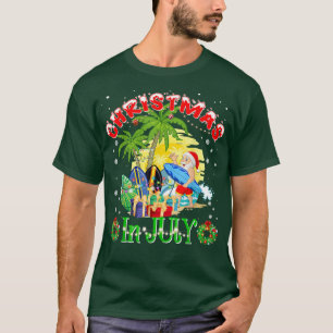 Christmas In July Palm Tree Christmas Lights Santa T-Shirt