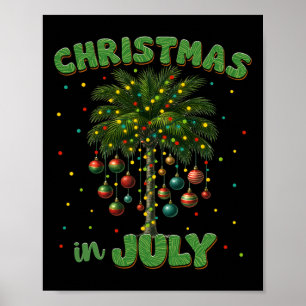 Christmas In July Palm Tree Hawaii Beach Summer Va Poster
