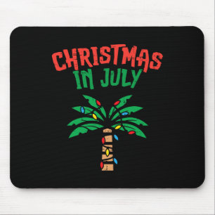 Christmas In July Palm Tree Lights Tropical Summer Mouse Pad