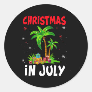 Christmas In July Palm Tree Xmas Tree Beach Summer Classic Round Sticker