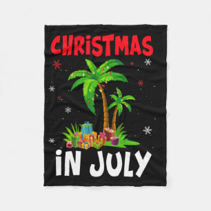 Christmas In July Palm Tree Xmas Tree Beach Summer Fleece Blanket
