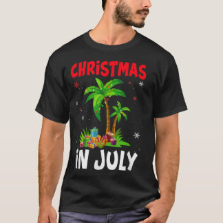 Christmas In July Palm Tree Xmas Tree Beach Summer T-Shirt