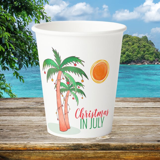 Christmas in July Palm Trees Paper Cups (Creator Uploaded)