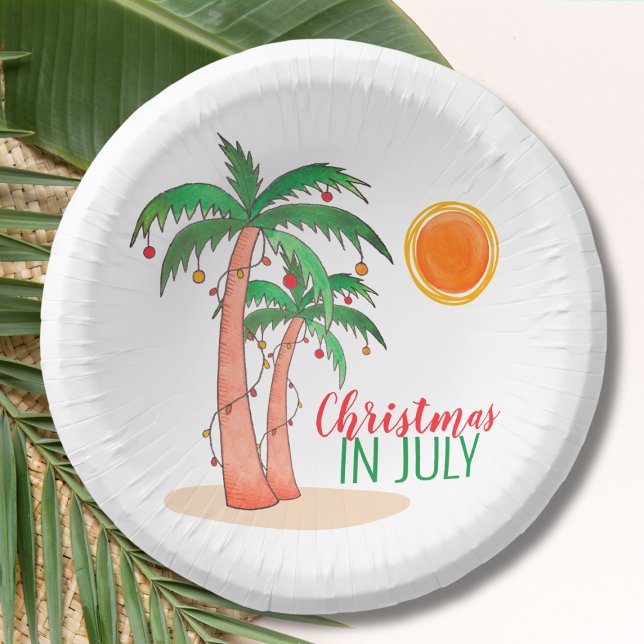 Christmas in July Palm Trees Party Paper Bowls Paper Plate (Creator Uploaded)