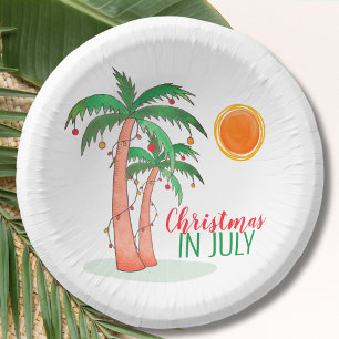 Christmas in July Palm Trees Party Paper Bowls Plate