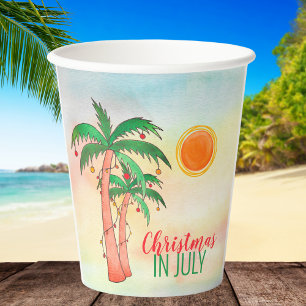 Christmas in July Palm Trees Party Paper Cups