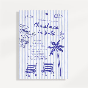 Christmas in July Party Beach Santa Invitation