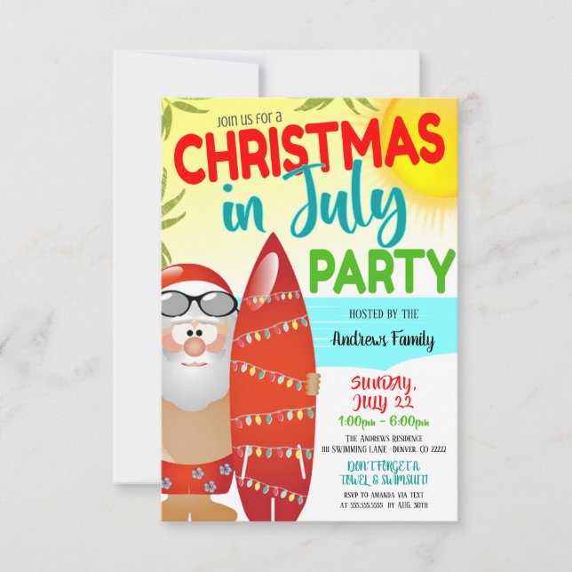 Christmas In July Party Invitation (Front)