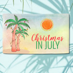 Christmas in July Party Palm Trees Banner<br><div class="desc">Let's celebrate Christmas in July with a party!
Invite family and friends to your Christmas-themed celebration and decorate it with this island-style banner featuring hand-drawn palm trees decorated with lights on a watercolor background.
Original Watercolor © Michele Davies.</div>