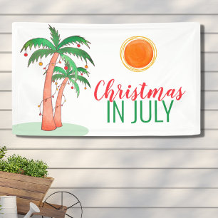 Christmas in July Party Palm Trees Banner
