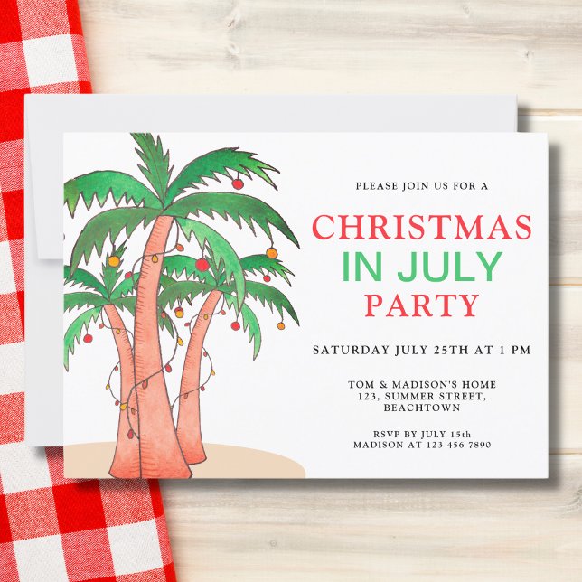 Christmas In July Party Palm Trees Invitation (Creator Uploaded)