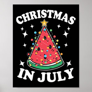 Christmas In July Party Watermelon Christmas Tree Poster