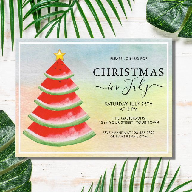 Christmas in July Party Watermelon Invitation Postcard (Creator Uploaded)