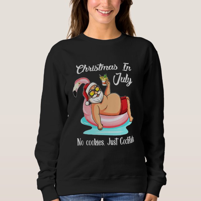 Christmas In July Party With Santa Claus Swim Sweatshirt (Front)