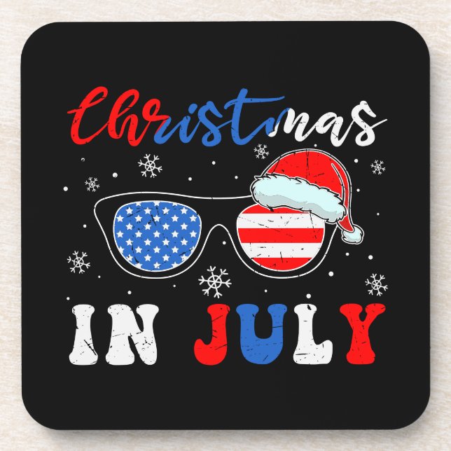 "Christmas in July" – Patriotic Sunglasses  Coaster (Front)